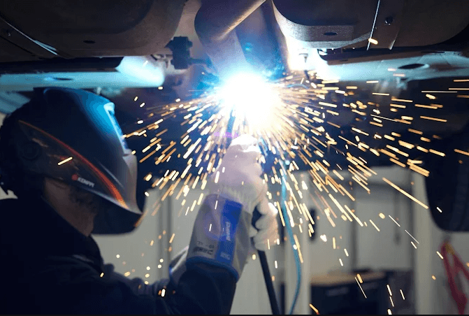 Mechanic working on a car